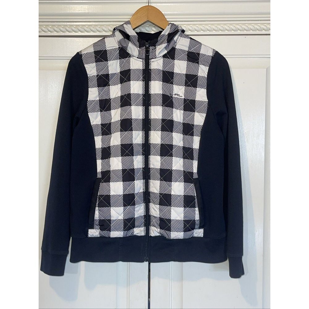 Lauren Ralph Lauren Active Jacket Women L Check Block Zip Hooded